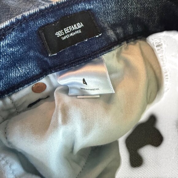 90S Bermuda Super High-Waist Denim Shorts By Express Size 4 Frayed Hem - Picture 4 of 7